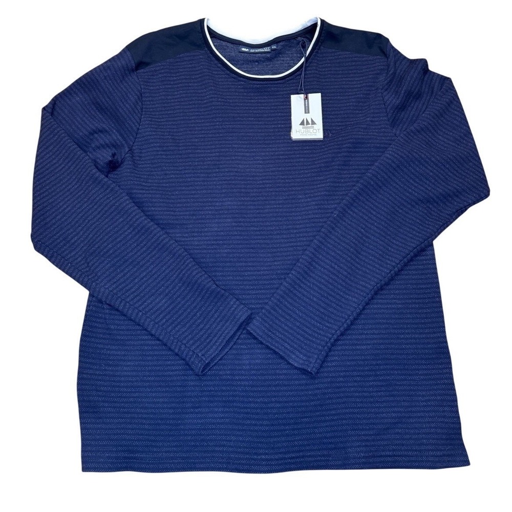 Hublot Mode Marine Long Sleeve Shirt Mens XXL Navy Blue Pinstripe Nautical